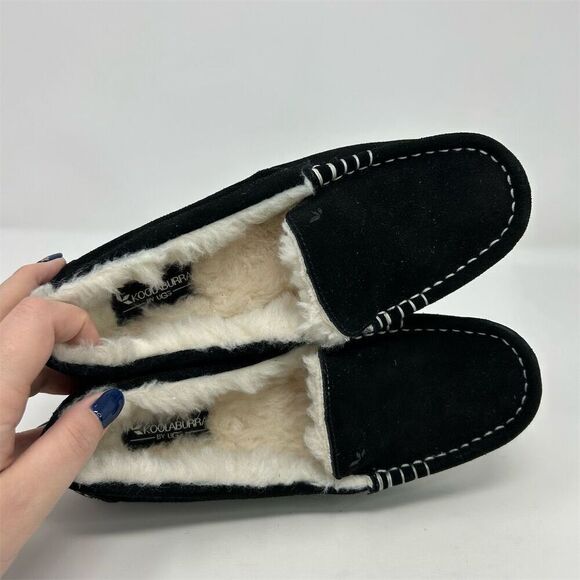 Koolaburra by UGG Women's Black Suede Moccasin Slippers Size 7 Comfort Warmth - Picture 10 of 12